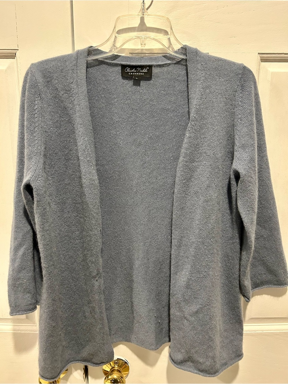 Claudia Nichole Soft Blue Open-Front Cashmere Cardigan